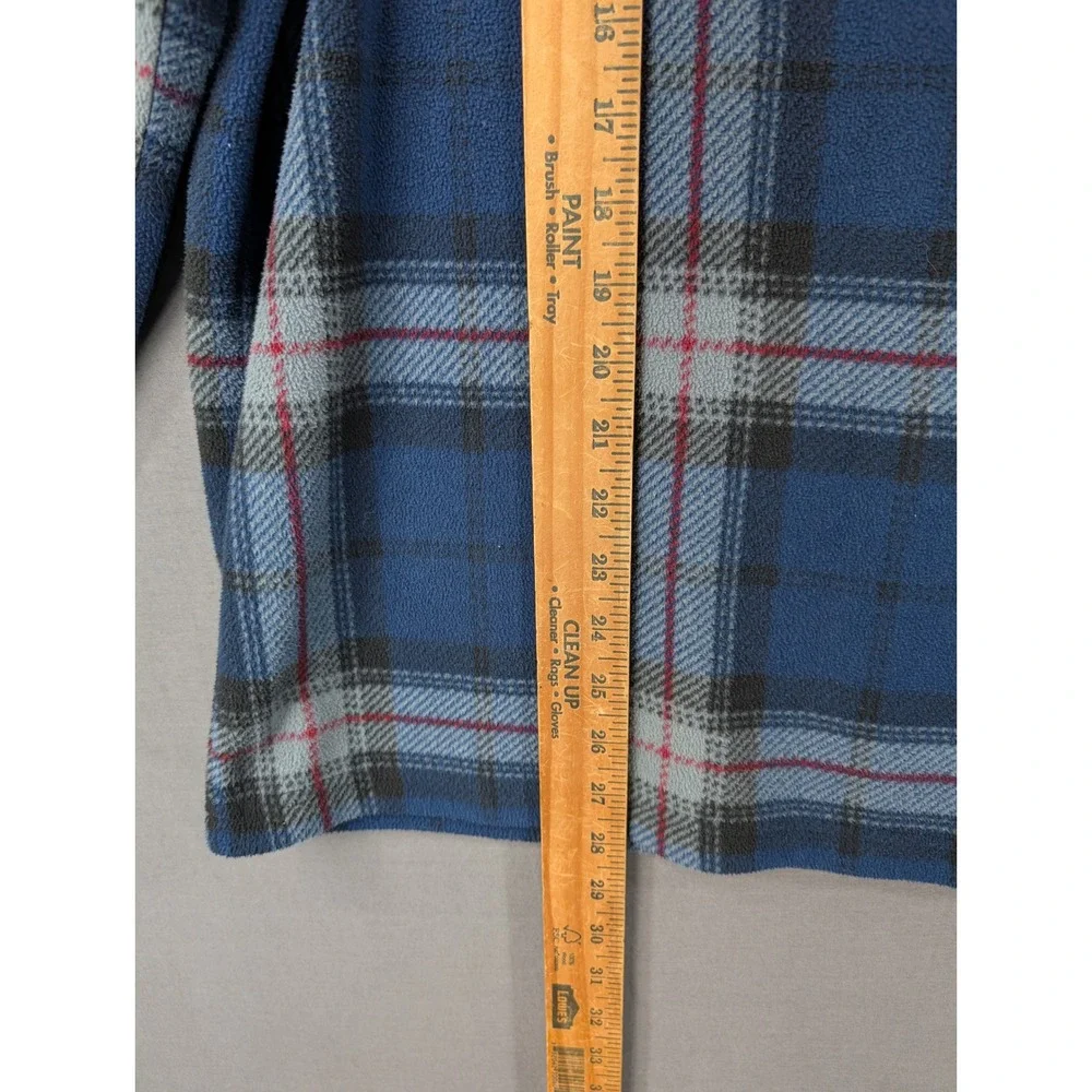 Nautica Mens Blue Plaid Fleece Quarter Zip Pullover Sweater Size M